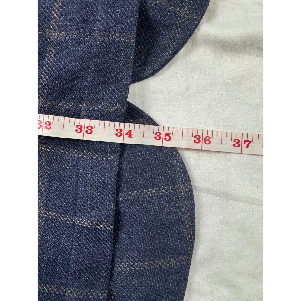 Stafford Big & Tall Navy Windowpane Wool Blend Sport Coat Blazer 60L New